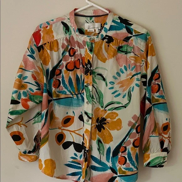 Anthropologie Long Sleeve Floral Blouse - Picture 3 of 4